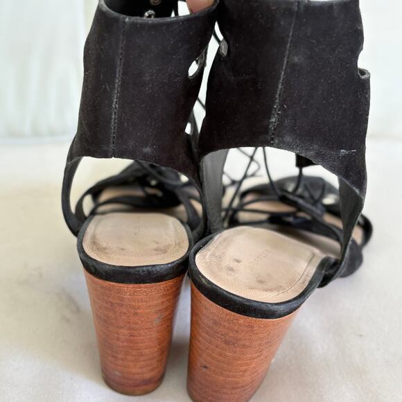 Loeffler Randall Hana Gladiator Sandals 9.5 Black Heels Strappy Leather Stud - Picture 4 of 6